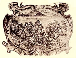 Η Μοσχόπολη το 1742 από χαλκογραφία της εποχής