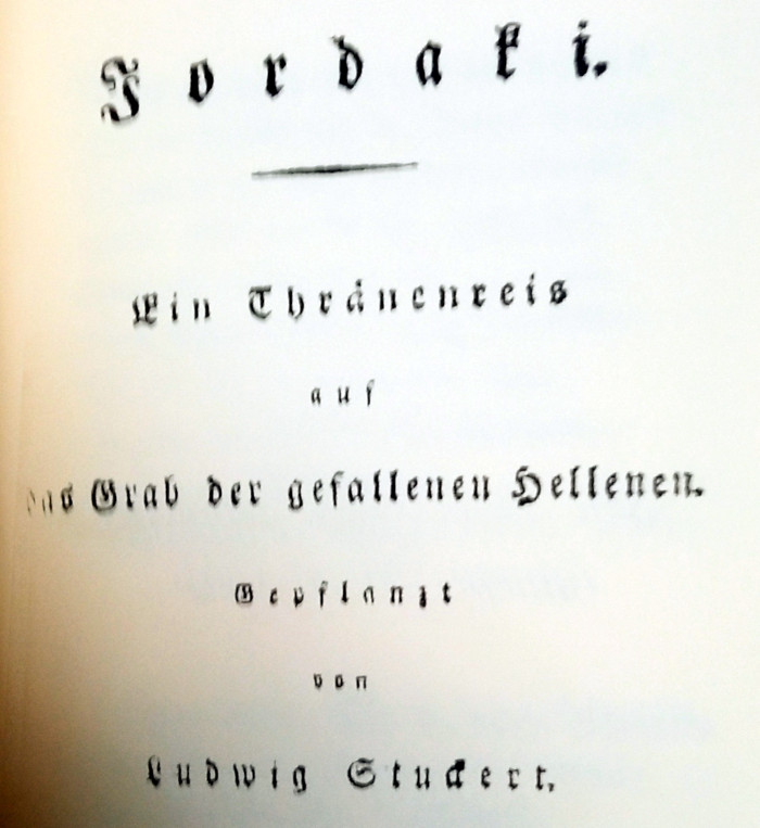 Jordaki. Ein Thranenreis, auf das Grab der gefallenen Hellenen, Gepflanzt von Ludwig Stuckert. Basel 1822