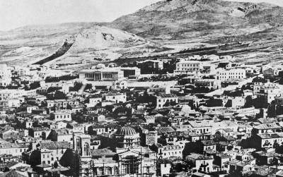 Αthén 1860-ban, az Αthéni akadémia építkezésének idején