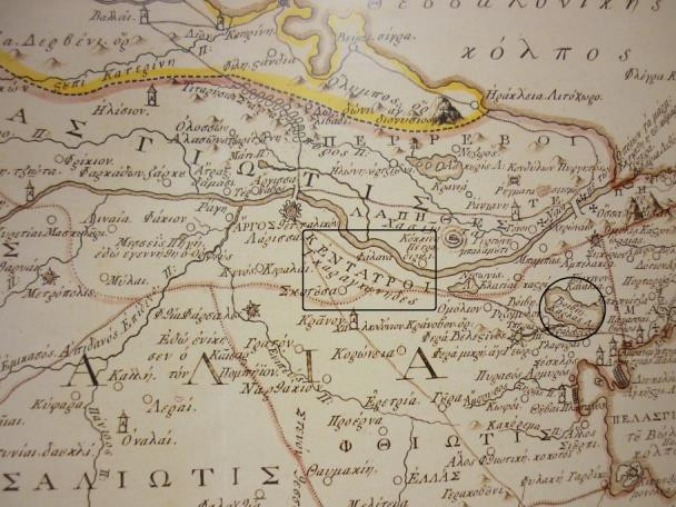 Εικόνα 3. Η περιοχή των Γκαραγκούνηδων και η λίμνη Βοΐβη στη Χάρτα του Ρήγα, Βιέννη 1796-1797
