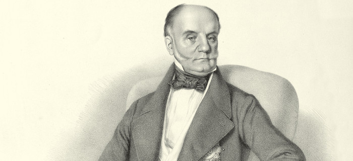 «Γιατρός Αρσάκη, Έφορος Εθνικών Σχολείων». Λιθογραφία του Απόστολου Αρσάκη, έργο του Franz Eybl, μέσα 19ου αιώνα